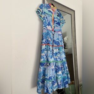 CeliaB Vibrant Blue and Green Maxi Dress